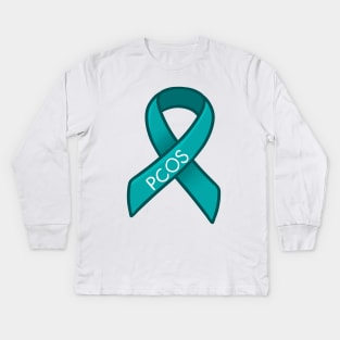 PCOS Awareness Ribbon Kids Long Sleeve T-Shirt